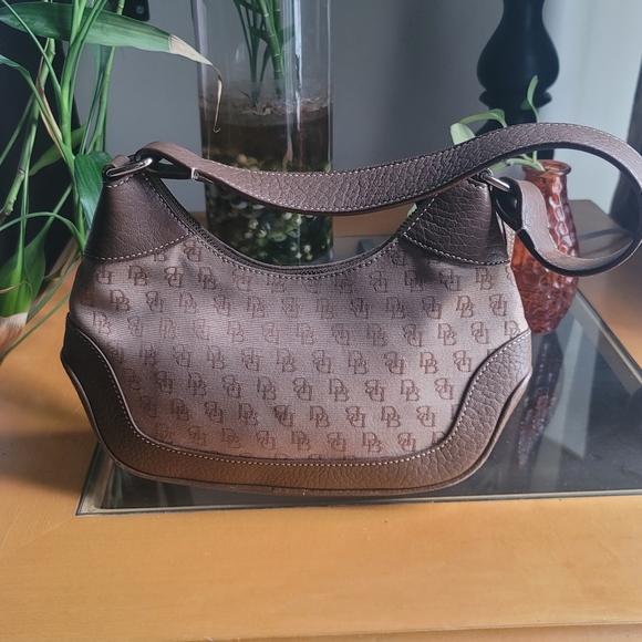 Dooney & Bourke Brown Leather & Signature Hobo - Picture 3 of 16